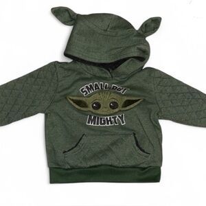 Star Wars Grogu Baby Yoda Small But Mighty Quilted Sleeve Ear Hoodie 3T